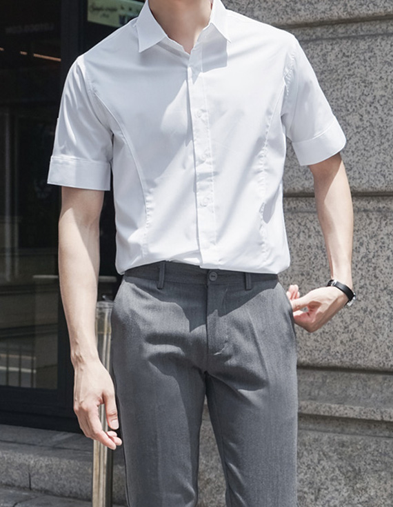 防皺短袖襯衫<br><font style=font-size:11px;color:#595959>M~XL(95-105)</font><br>