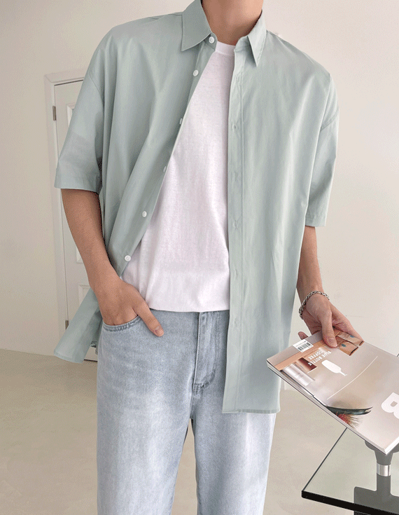 Ervan Overfit 半袖襯衫<br><font style=font-size:11px;color:#595959>免費 (95-105)</font><br>