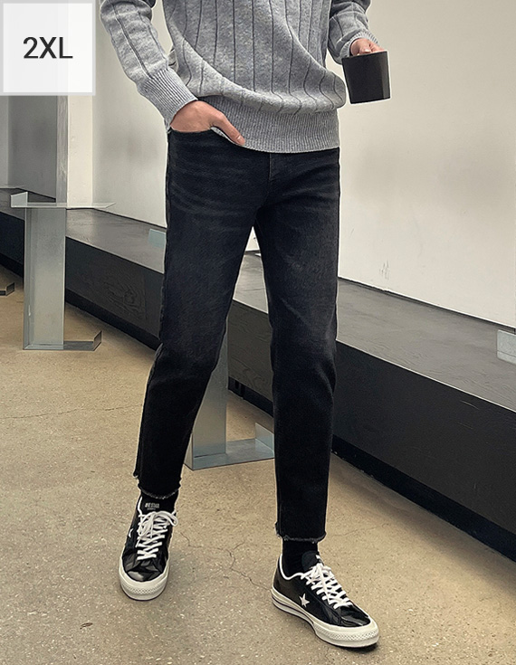 刷黑色剪裁牛仔褲<br><font style=font-size:11px;color:#595959>S~2XL(28-36)</font><br>