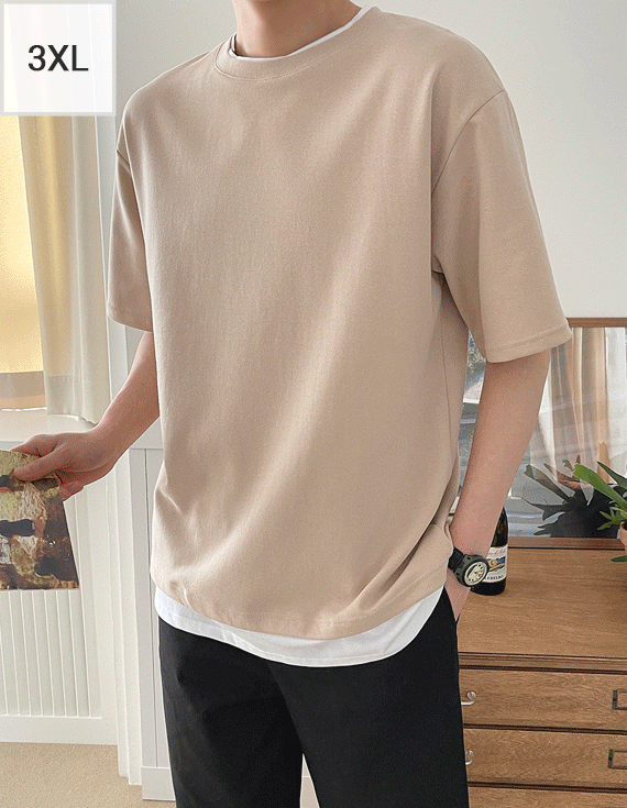 輕鬆超大層疊短袖 T 卹<br><font style=font-size:11px;color:#595959>XL~3XL(105~120)</font><br>