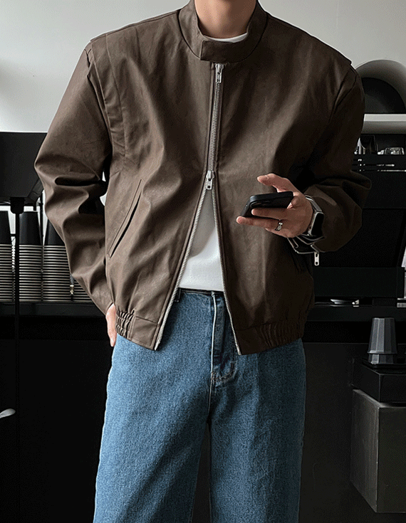Martinder 剪裁機車皮夾克<br><font style=font-size:11px;color:#595959>50~52(95-105)</font><br>