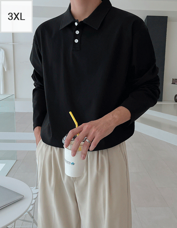 大尺碼 3 扣 TW 長袖 T 卹