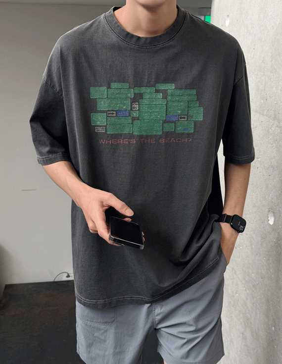 通知印花顏料短袖T卹 30372