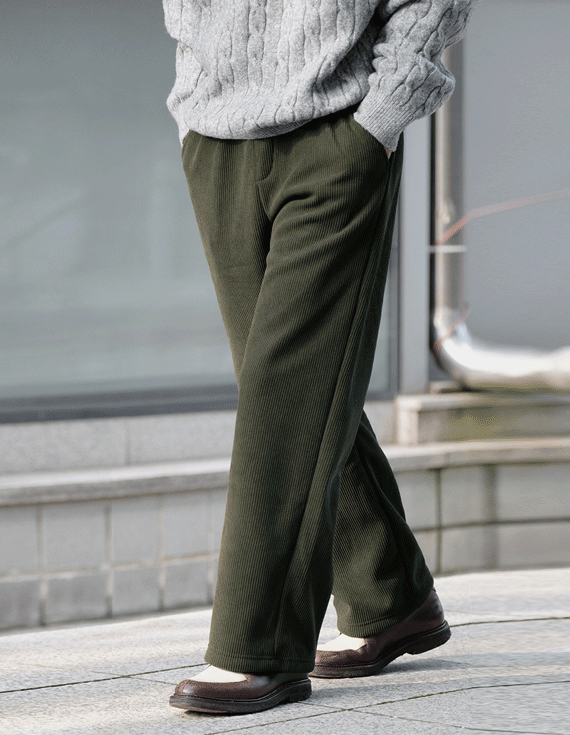 Oilsh 燈芯絨拉絨抓絨褲 30737