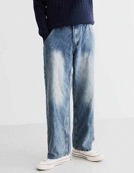 上升藍色復古寬牛仔布 30931