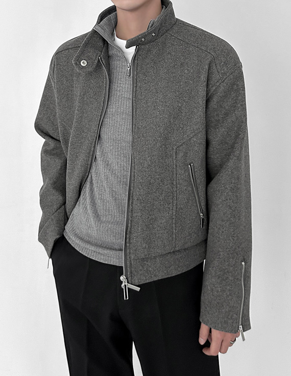 羊毛方領機車夾克 30983