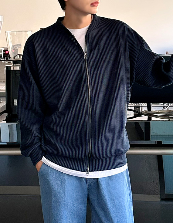 直線型雙向彈性針織外套 31013