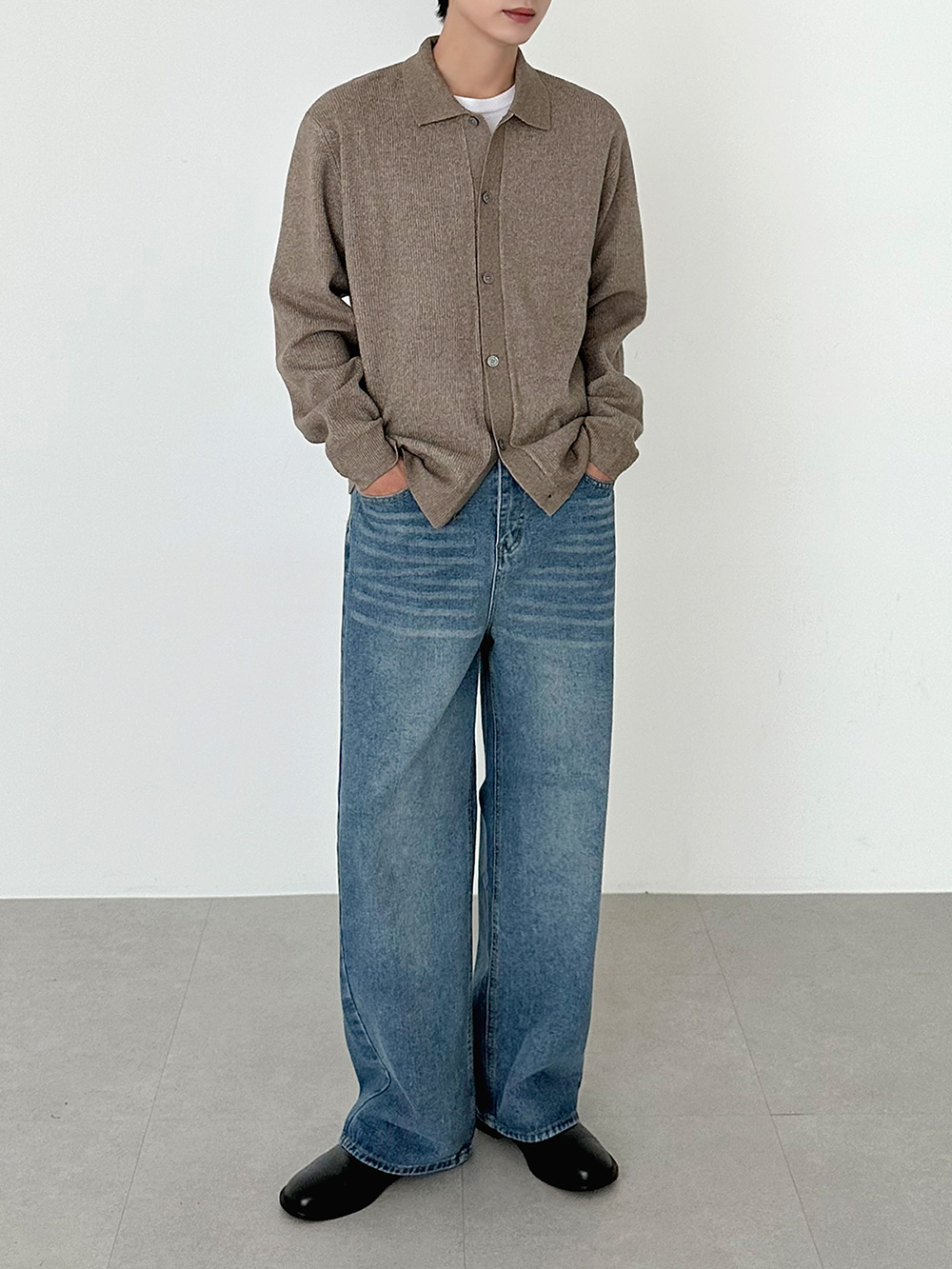 經典羊絨領開襟衫 31073