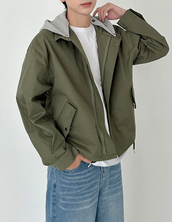 帶帽極簡短外套 31091