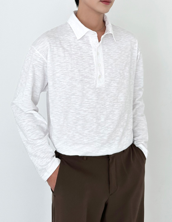 粗紡紋長袖polo衫 31096