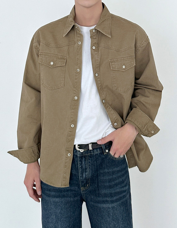 水洗復古棉質襯衫 31100