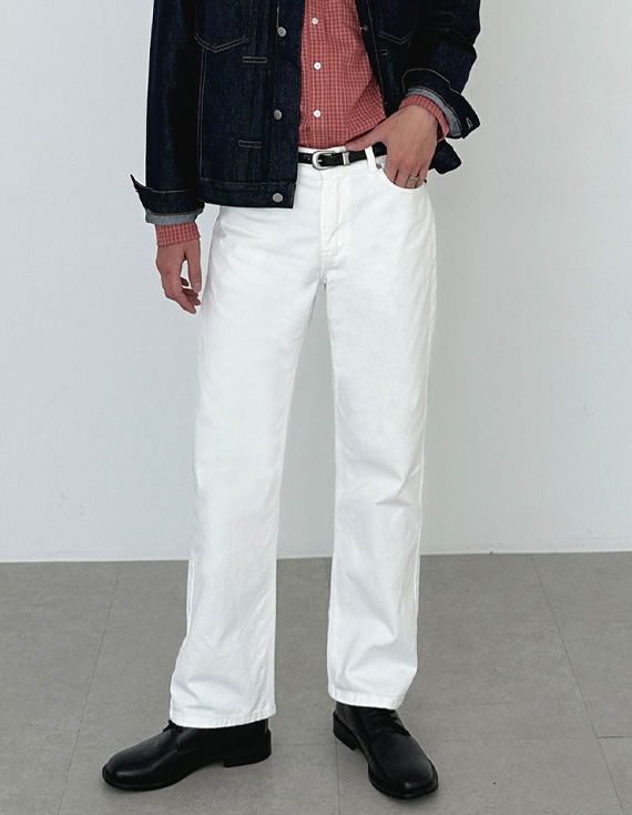 298 白色半寬鬆棉質褲子 31103