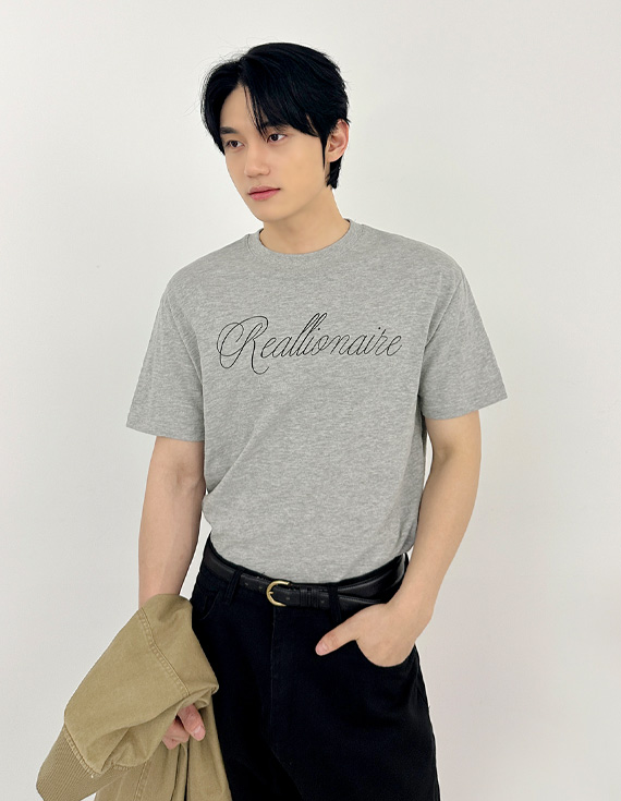 竹節刻字復古風格短袖T卹 31181