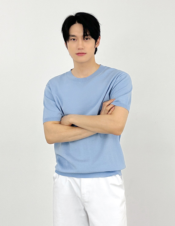 Cielo 亞麻格紋短袖針織衫 31184