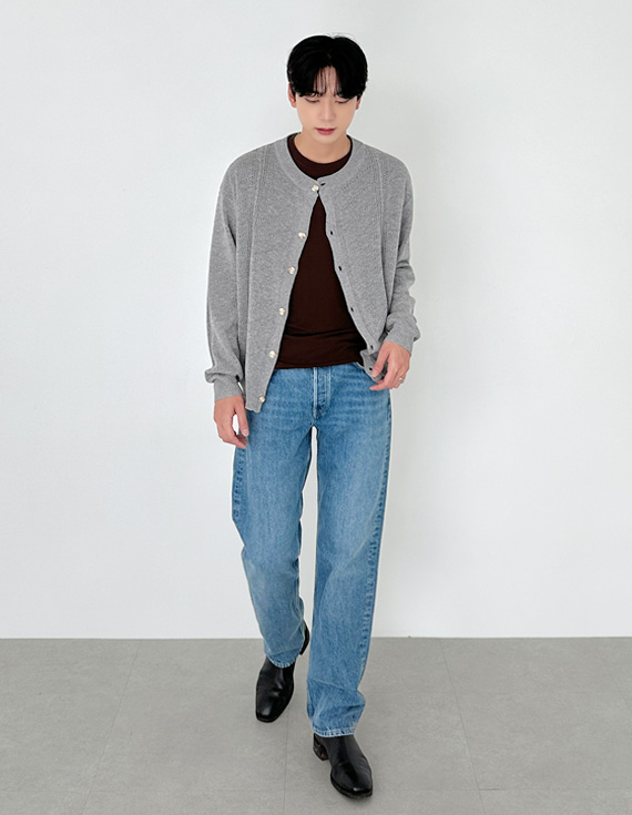 Perrier亞麻圖案開襟衫 31200