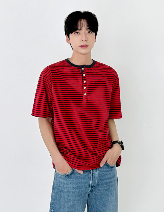 軍裝條紋亨利領休閒夾克 31201