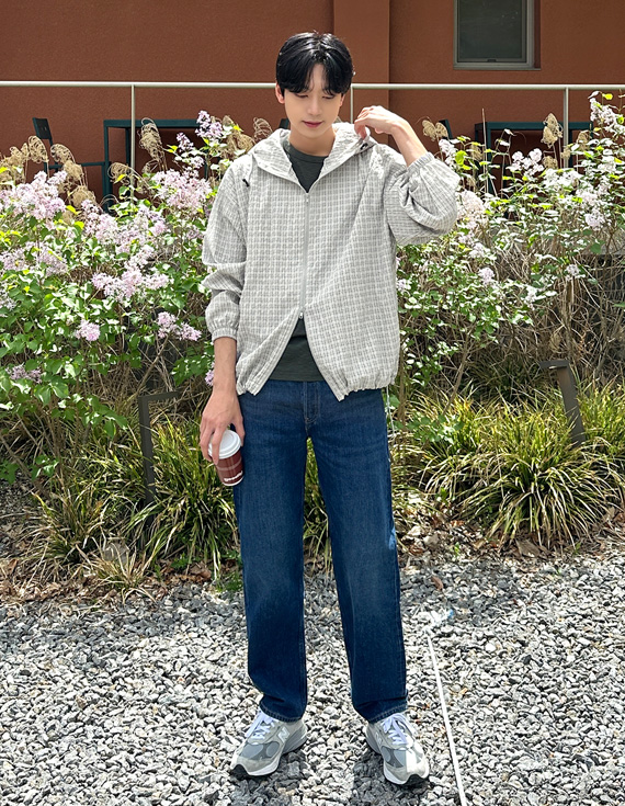 夏季亞麻格紋外套防風衣 31218