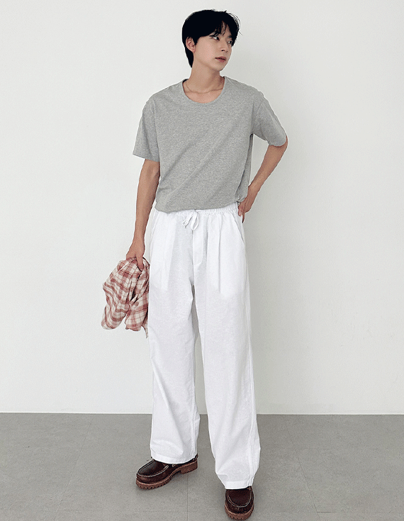 Signature Linen 寬版彈性腰褲 31259