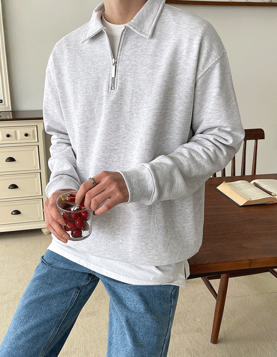 半翻領拉鍊襯衫<br><font style=font-size:11px;color:#595959>M~2XL（95-115）</font><br>